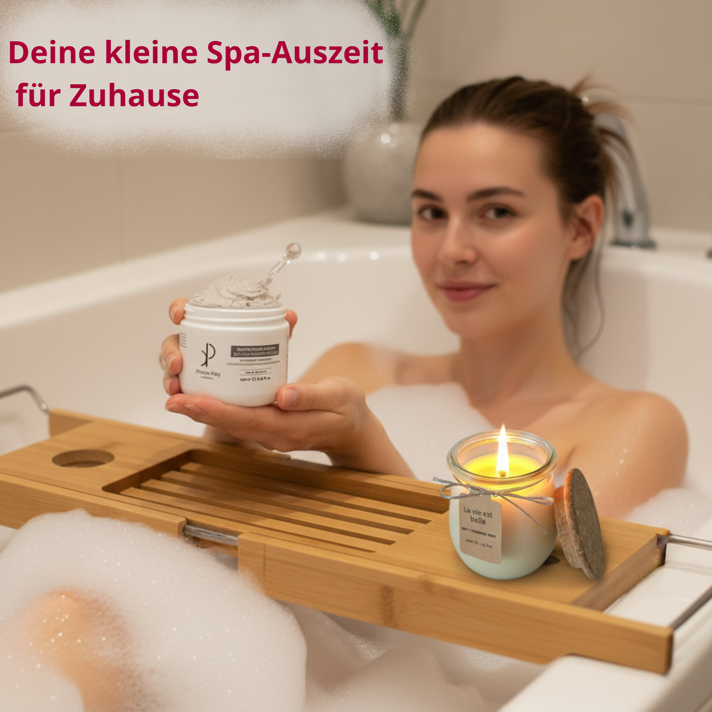Kleine Spa Geschenkkorb | Selbstpflege-Box | Wellness Hautpflege-Set | Scrub & Kerze
